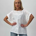 Bluză din bumbac cu broderie și nasturi