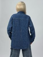 Cămașă oversized de jeans cu ștrasuri - imagine 4