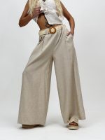 Pantalon din in cu curea - imagine 2