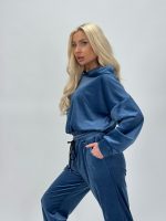 Set pantalon/hanorac din catifea elastică cu glugă - imagine 26