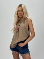 Top cu elastic la gât și colier - imagine 15