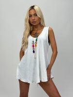 Top cu decolteu rotund și colier - imagine 2