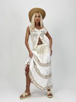 Fustă lungă cu dantelă și broderie