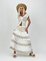 Fustă lungă cu dantelă și broderie - imagine 2