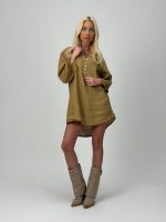 Cămașă din in cu 5 nasturi - imagine 16