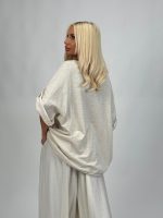 Bluză din in cu mânecă 3/4 și floare aplicată - imagine 7