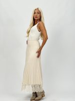 Fustă lungă plisată din jerse cu dantelă - imagine 3