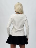 Pulover tricotat în v cu model torsade - imagine 6