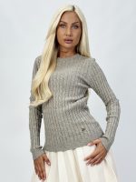 Pulover tricotat cu model torsade - imagine 4