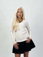 Pulover tricotat în v cu model torsade - imagine 4