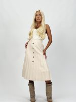 Fustă lungă plisată din jerse cu butoni aurii - imagine 2