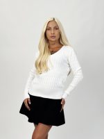Pulover tricotat în v cu model torsade - imagine 8