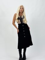 Fustă lungă plisată din jerse cu butoni aurii - imagine 8