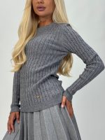 Pulover tricotat cu model torsade - imagine 15