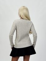 Pulover tricotat în v cu model torsade - imagine 3