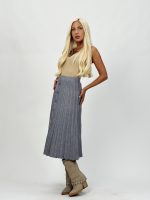 Fustă lungă plisată din jerse cu butoni aurii - imagine 5