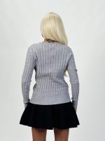 Pulover tricotat în v cu model torsade - imagine 3