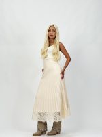 Fustă lungă plisată din jerse cu dantelă - imagine 2