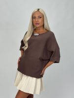 Pulover raglan accesorizat cu mânecă 3/4 - imagine 13