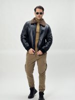 Jachetă din ecopiele cu guler din blană teddy - imagine 6