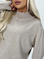 Pulover rolling accesorizat cu perle - imagine 14