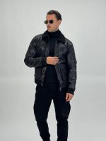 Jachetă din ecopiele cu guler și buzunare mari - imagine 3