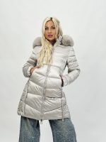 Jachetă 3/4 din fâș cu blană - imagine 2