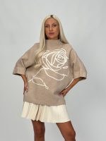 Pulover oversized cu mânecă 3/4 - imagine 5