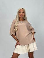 Pulover raglan accesorizat cu mânecă 3/4 - imagine 7