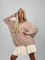 Pulover oversized cu decolteu în v - imagine 3