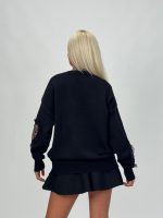 Pulover cu inimi aplicate și dantelă - imagine 11