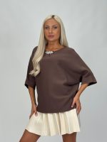 Pulover raglan accesorizat cu mânecă 3/4 - imagine 12