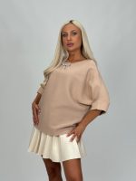 Pulover raglan accesorizat cu mânecă 3/4 - imagine 8