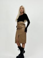 Fustă midi din ecopiele - imagine 4