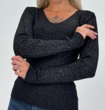 Pulover din jerse rigat cu lurex - imagine 19