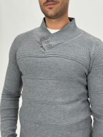 Pulover cu guler petrecut și nasturi - imagine 8