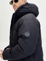 Jachetă 3/4 din fâș cu glugă - imagine 5