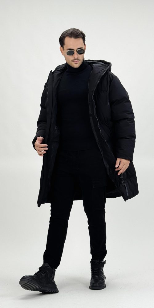 Jachetă 3/4 din fâș cu glugă