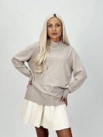 Pulover rolling accesorizat cu perle - imagine 12