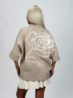 Pulover oversized cu mânecă 3/4 - imagine 8