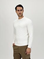 Pulover din tricot cu model și decolteu la baza gâtului - imagine 5