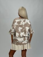 Pulover oversized cu imprimeu și mânecă 3/4 - imagine 4