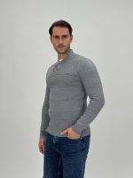 Pulover cu guler petrecut și nasturi - imagine 7