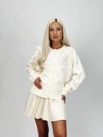 Pulover cardigan accesorizat