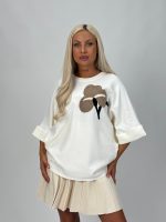 Pulover oversized cu mânecă 3/4