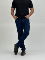 Jeans slim plușat albastru - imagine 4