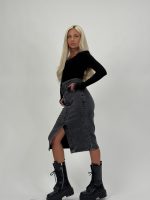 Fustă midi din denim - imagine 3