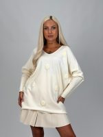 Pulover oversized cu decolteu în v - imagine 6