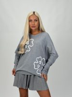 Pulover oversized cu model floare - imagine 6