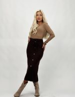 Fustă lungă din tricot cu butoni